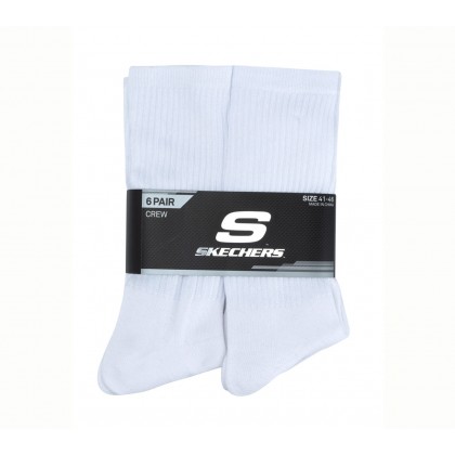 مجموعة جوارب طويلة 6 أزواج للجنسين لون أبيض Skechers CREW 6 Pairs Socks