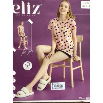 طقم بيتي ستاتي قطن قطعتين شورت وتيشيرت من Eliz