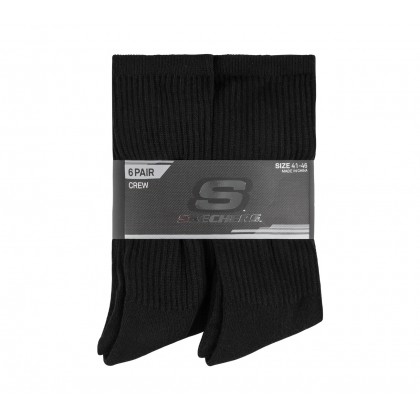 Skechers Unisex LONG Socks (6 Pairs) || جوارب سكيتشرز طويل (6 أزواج) للجنسين (نمرة 41-46) لون أسود