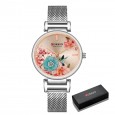 Curren Women's Flower Quartz Stainless Steel Watch (Dial 3.0cm)  || ساعة كورين كوارتز ستانلس لون فضي