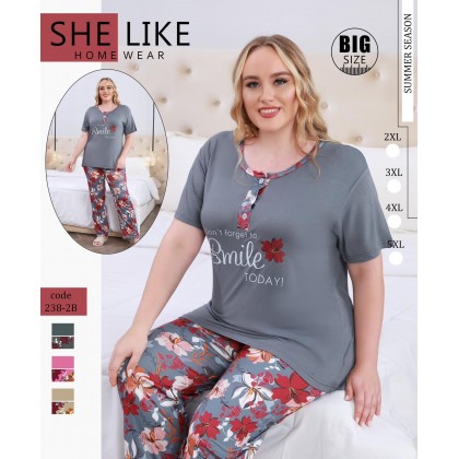 بيجامة ستاتي قطعتين Big Size من She Like