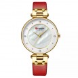 Curren Women's Quartz Leather Strap Watch (Dial 3.3cm) || ساعة كورين كوارتز جلد لون أحمر