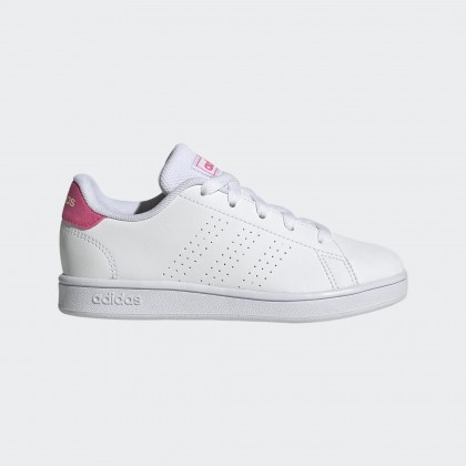  adidas Unisex Advantage K Shoes - White|| حذاء اديداس ادفانتاج كيه للجنسين لون أبيض