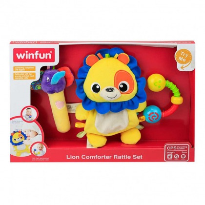 rattle stick with fun sounds-cick clack twist and turn textured caterpillar rattle lion comforter rattle set +0m