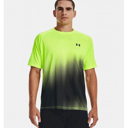 Under Armour Men's Tech Fade Short Sleeve T-Shirt || تيشيرت أندر آرمر تَك تَك فيد بأكمام قصيرة للرجال لون أخضر فسفوري