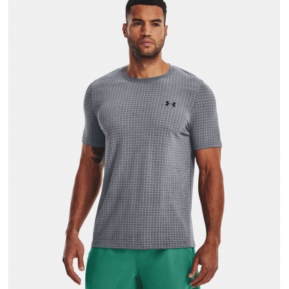 Under Armour Men's Seamless Grid Short Sleeve T-Shirt || تيشيرت أندر آرمر سيملس جريد بأكمام قصيرة للرجال لون رمادي