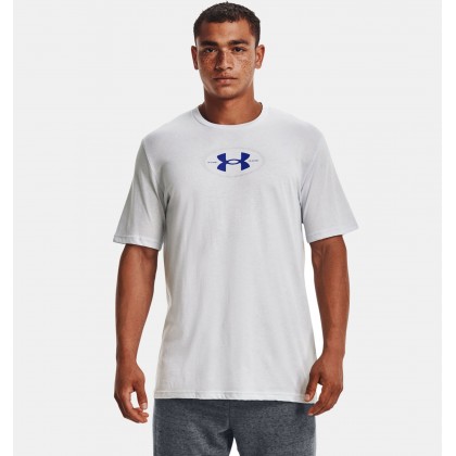 Under Armour Men's Armour Repeat Short Sleeve T-Shirt | تيشيرت أندر آرمر ارمر ريبيت بأكمام قصيرة للرجال لون أبيض وأزرق