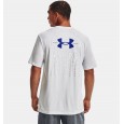 Under Armour Men's Armour Repeat Short Sleeve T-Shirt | تيشيرت أندر آرمر ارمر ريبيت بأكمام قصيرة للرجال لون أبيض وأزرق