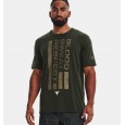 Under Armour Men's Project Rock BSR Flag Short Sleeve T-Shirt || تيشيرت أندر آرمر روجكت روك بي اس ار فلاج للرجال لون زيتي