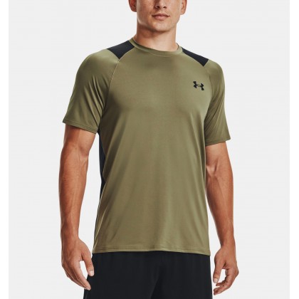 Under Armour Men's Raid 2.0 SS Short Sleeve T-Shirt || تيشيرت أندر آرمر ريد 2.0 اس اس للرجال لون زيتي وأسود