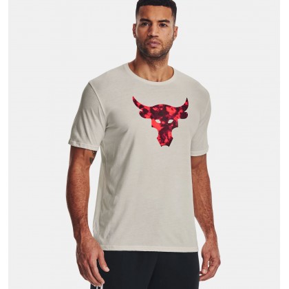 Under Armour Men's Project Rock Brahma Bull T-Shirt || تيشيرت أندر آرمر بروجكت روك براهما بول بأكمام قصيرة للرجال لون بيج