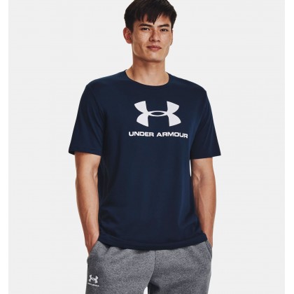 Under Armour Men's Sportstyle Logo Short Sleeve T-Shirt || تيشيرت أندر آرمر سبورت ستايل لوجو بأكمام قصيرة للرجال لون كحلي