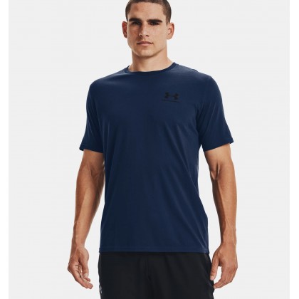 Under Armour Men's Sportstyle Left Chest T-Shirt || تيشيرت أندر آرمر سبورت ستايل ليفت تشيست بأكمام قصيرة للرجال لون أزرق