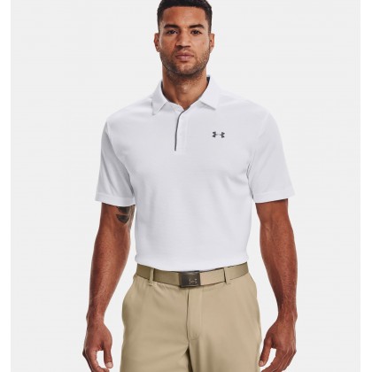 Under Armour Men's Tech Polo T-Shirt || تيشيرت أندر آرمر تك بولو للرجال لون أبيض