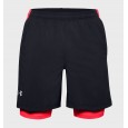 Under Armour Men's Launch SW 2-in-1 Shorts|| شورت أندر آرمر لانش 2 في 1 للرجال لون أسود وأحمر