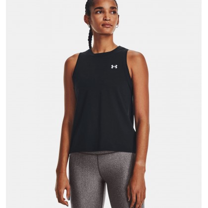 Under Armour Women's Essential Cotton Stretch Tank || تيشيرت تانك أندر آرمر ايسنشال كوتون ستريتش بلا أكمام للنساء لون أسود