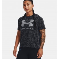 Under Armour Women's Logo Printed Heavyweight T-Shirts|| تيشيرت أندر آرمر لوجو برينتد هيفي ويت بأكمام قصيرة للنساء لون أسود