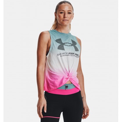 Under Armour Women's Run Anywhere Tank || تيشيرت تانك أندر آرمر رن اني ويير بلا أكمام للنساء لون أخضر وأبيض وزهري