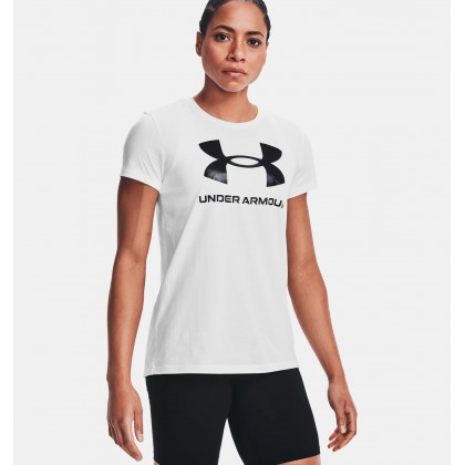 Under Armour Women's Sportstyle Graphic Short Sleeve T-Shirts|| تيشيرت أندر آرمر سبورت ستايل جرافيك بأكمام قصيرة للنساء لون أبيض