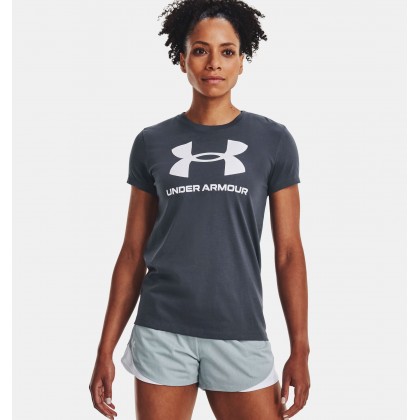 Under Armour Women's Sportstyle Graphic Short Sleeve T-Shirts|| تيشيرت أندر آرمر سبورت ستايل جرافيك للنساء لون رمادي