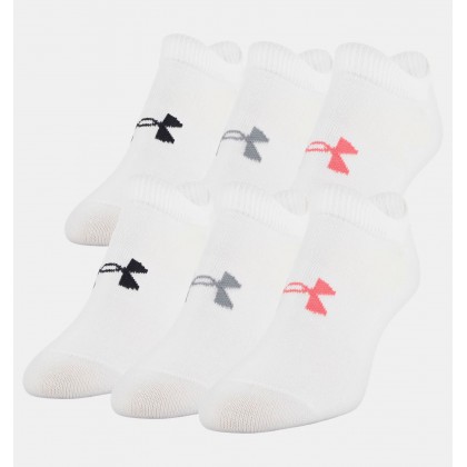 Under Armour Women's Essentials No Show (6-Pack) Socks || جوارب أندر آرمر إسنشالز نو شو للنساء-6 أزواج لون أبيض