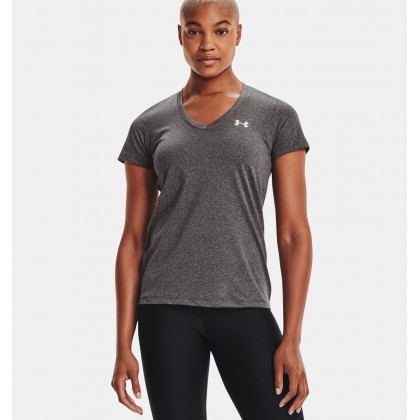 Under Armour Women's UA Tech™ V-Neck T-Shirt || تيشيرت أندر آرمر تك ياقة V للنساء لون فيراني كربون