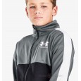 Under Armour Boys' UA Knit Colorblock Tracksuit || بدلة رياضية أندر آرمر نت كلر بلوك للأطفال لون أسود ورمادي