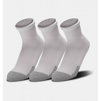 Under Armour Unisex HeatGear Quarter (3-Pack) Socks || جوارب أندر آرمر هيت جير كوارتر للجنسين-3 أزواج لون أبيض