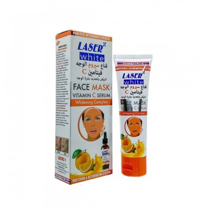 قناع سيروم الوجه فيتامين سي لتبيض وتجديد بشرة الوجه حجم 100 مل || Face Mask Vitamin C Serum by Laser White