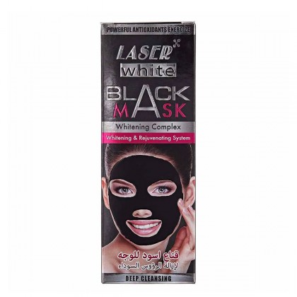 قناع أسود للوجه لإزالة الرؤوس السوداء حجم 100 مل || Black Mask Whitening Complex with Rose by Laser White