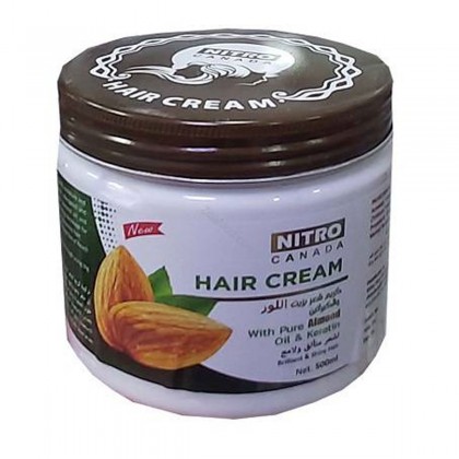 كريم شعر بزيت اللوز والكيراتين حجم 500 مل || Hair Cream with Pure Almond Oil & Keratin by NITRO