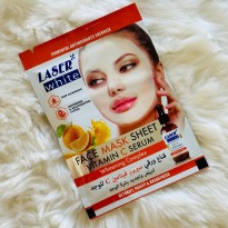 قناع ورقي سيروم فيتامين سي للوجه لتبييض وتجديد البشرة || Face Mask Sheet Vitamin C Serum by Laser White