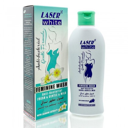 غسول مطهر نسائي ضد البكتيريا بمستخلص ورد الياسمين حجم 200 مل || Feminine Wash Anti-Bacterial Fresh by Laser White