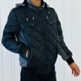 سترة بوليستر مبطنة فرو شتوية رجالية لون أسود ورمادي || Winter Polyester Fill Quilted Vest Jacket with Sleeves and Hood