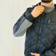 سترة بوليستر مبطنة فرو شتوية رجالية لون أسود ورمادي || Winter Polyester Fill Quilted Vest Jacket with Sleeves and Hood