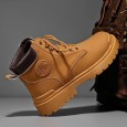 Fashion Men's High-top Leather Martin Boots - حذاء جلد شتوي بكعب عالي للرجال لون رملي