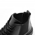 Fashion Men's High-top Leather Martin Boots - حذاء جلد شتوي بكعب عالي للرجال لون أسود