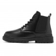 Fashion Men's High-top Leather Martin Boots - حذاء جلد شتوي بكعب عالي للرجال لون أسود