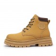 Fashion Men's High-top Leather Martin Boots - حذاء جلد شتوي بكعب عالي للرجال لون بيج