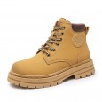 Fashion Men's High-top Leather Martin Boots - حذاء جلد شتوي بكعب عالي للرجال لون بيج