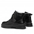Fashion Men's High-top Leather Boots - حذاء جلد شتوي بكعب عالي للرجال لون أسود