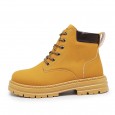 Fashion Men's High-top Leather Boots - حذاء جلد شتوي بكعب عالي للرجال لون بيج