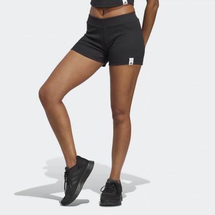 adidas Lounge Rib Booty Shorts - Black- شورت اديداس للنساء لون أسود