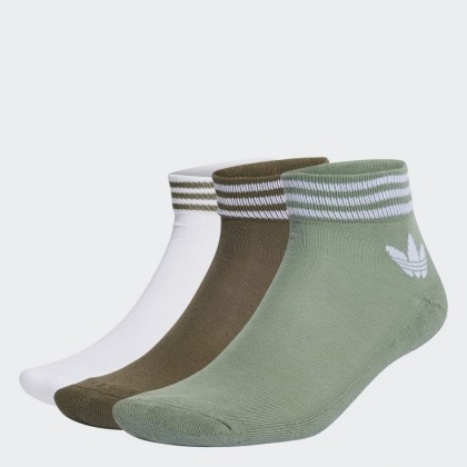 adidas Unisex' Island Club Trefoil Ankle Socks 3 Pairs- جوارب اديداس للجنسين (3 أزواج) بثلاث ألوان