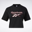 Reebok Women' Classics Big Logo Cropped T-Shirt- تيشرت ريبوك كلاسيك بيج لوجو للنساء لون أسود