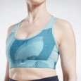 Reebok Women's Lux Perform Allover Print Racer Bra Blue