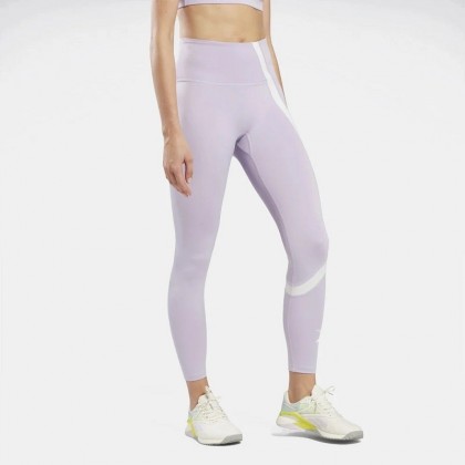 Reebok Women Workout Ready Vector Leggings بنطلون ريبوك ضيق وورك اوت ريدي لون بنفسجي فاتح