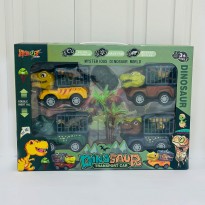 لعبة سيارات الديناصورات للأطفال (4) قطع متعددة الألوان-Dinosaur Transport Truck Toys– 4 PCS