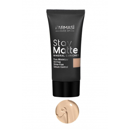 كريم أساس مطفأ اللمعة (ستاي مات) من فارماسي درجة 01 عاجي فاتح حجم 30 مل- Stay Matte Foundation By Farmasius- 01 Light Ivory