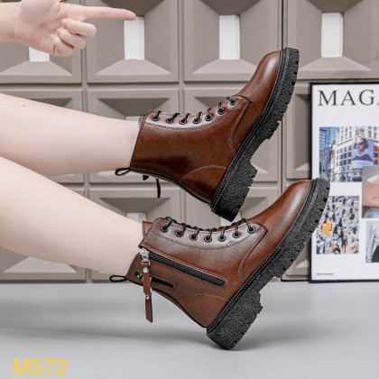 حذاء فاشن كاجوال رقبة عالية بسحاب للنساء لون بني- Fashion Women's Casual high Shoes